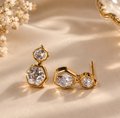 Hexagon Crystal Duo Stud Earrings